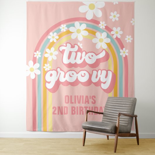 Rainbow Retro Two Groovy Wandteppich (Beispiel)