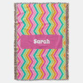 Rainbow Retro Zickzags hell Decke (Vorderseite Vertikal)