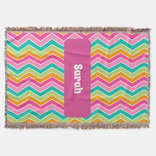 Rainbow Retro Zickzags hell Decke (Vorderseite)