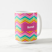 Rainbow Retro Zickzags hell Kaffeetasse (VorderseiteRechts)