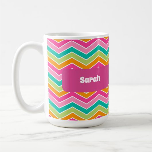Rainbow Retro Zickzags hell Kaffeetasse (Links)
