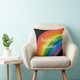 RAINBOW Rette meinen Planeten (anpassbar) Kissen