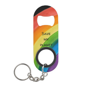 RAINBOW Rette meinen Planeten (anpassbar) Mini Flaschenöffner