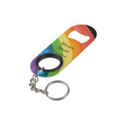 RAINBOW Rette meinen Planeten (anpassbar) Mini Flaschenöffner (Rückseite Schrägansicht)