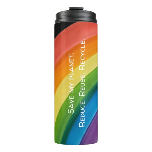 RAINBOW Rette meinen Planeten (anpassbar) Thermosbecher (Vorderseite)