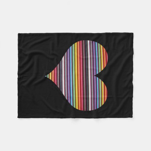 Rainbow Ribbon Cable Heart Fleece Blankon (Vorderseite (Horizontal))