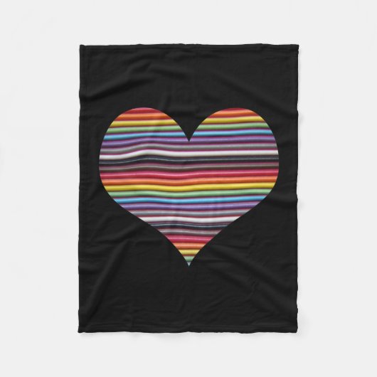 Rainbow Ribbon Cable Heart Fleece Blankon (Vorderseite)