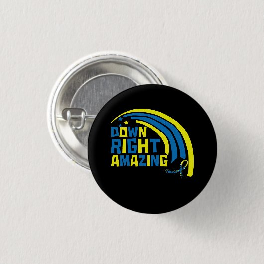 Rainbow Ribbon Down Right Phantastisch Down Syndro Button (Vorne & Hinten)