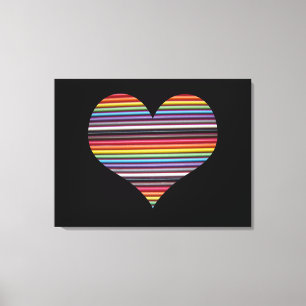 Rainbow Ribbon Kabelherz Wrapped Canvas Print Leinwanddruck