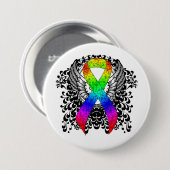 Rainbow Ribbon mit Wing Button (Vorne & Hinten)