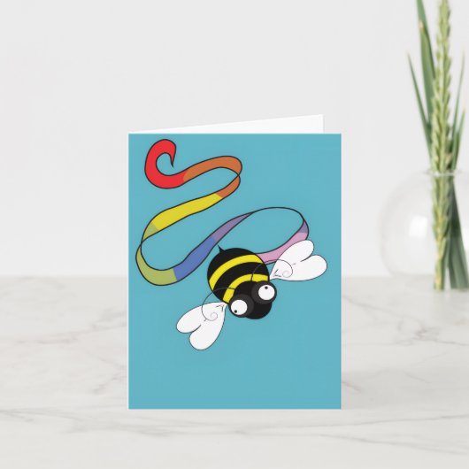 Rainbow Ribbon Note Card (Blank Inside) Dankeskarte (Vorderseite)