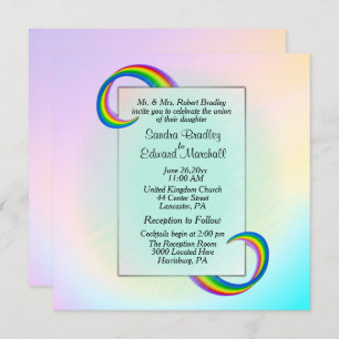 Rainbow Ribbon Wedding Einladung