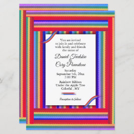 Rainbow Ribbon Wedding Einladung