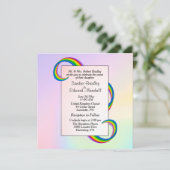 Rainbow Ribbon Wedding Einladung (Stehend Vorderseite)