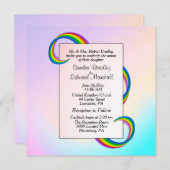 Rainbow Ribbon Wedding Einladung (Vorne/Hinten)