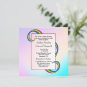 Rainbow Ribbon Wedding Einladung (Stehend Vorderseite)