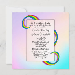Rainbow Ribbon Wedding Einladung