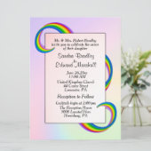 Rainbow Ribbon Wedding Einladung (Stehend Vorderseite)