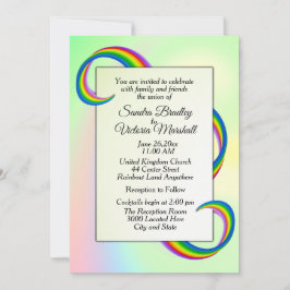Rainbow Ribbon Wedding Einladung