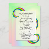 Rainbow Ribbon Wedding Einladung (Vorne/Hinten)