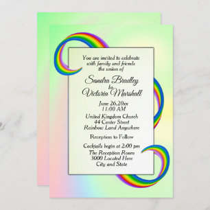 Rainbow Ribbon Wedding Einladung