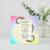 Rainbow Ribbon Wedding Invitation 5,25" x 5,25" Einladung (Stehend Vorderseite)