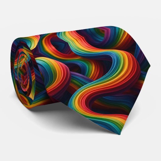 Rainbow Ribbons Abstract Neck Tie Krawatte (Gerollt)