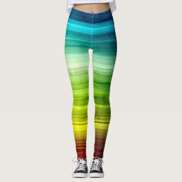 Rainbow Rings Gefärbte Krawatte Holzmuster Legging Leggings