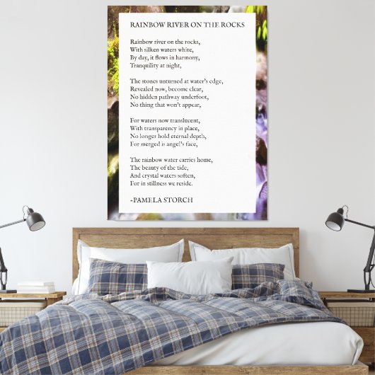 Rainbow River on Rocks Gedicht by Pamela Storch Leinwanddruck (Insitu (Schlafzimmer))