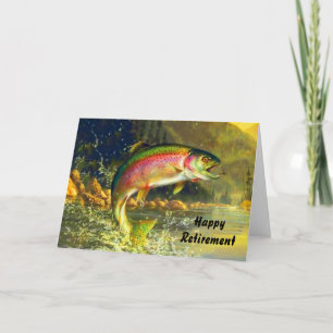 Rainbow River Trout Jumping Retirement Card Karte