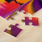 Rainbow Road durch Silhouette Bäume mit Lila Puzzle (Seite)