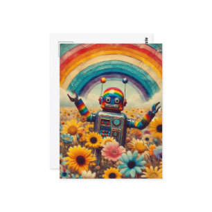 Rainbow Robot Postkarte