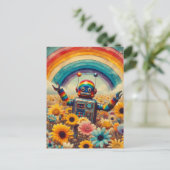 Rainbow Robot Postkarte (Stehend Vorderseite)