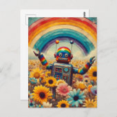 Rainbow Robot Postkarte (Vorne/Hinten)