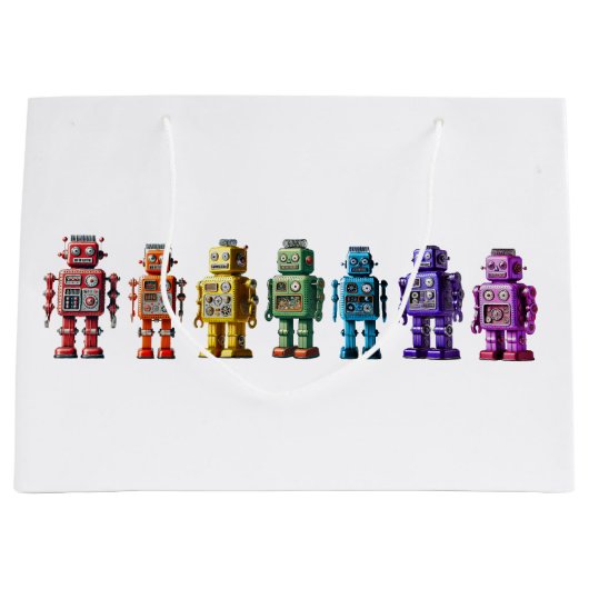 Rainbow Roboter Große Geschenktüte (Vorderseite)