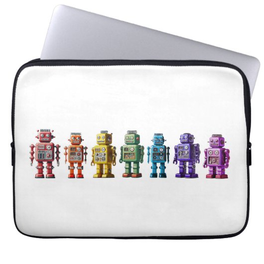 Rainbow Roboter Laptopschutzhülle (Vorderseite)