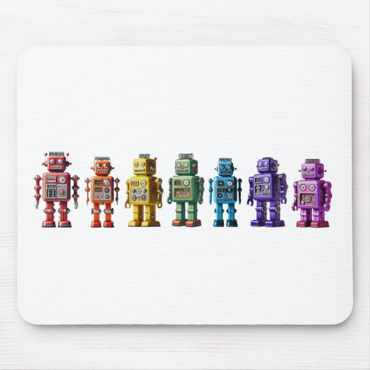 Rainbow Roboter Mousepad (Vorne)