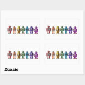 Rainbow Roboter Rechteckiger Aufkleber (Blatt)