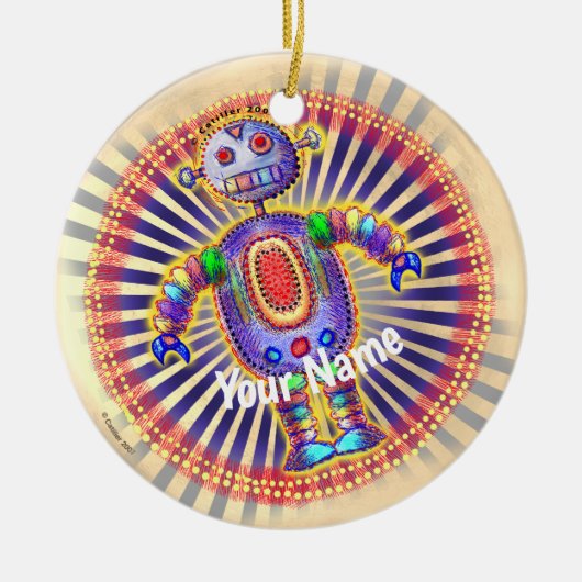 Rainbow-Roboter-Schmuck Keramik Ornament (Vorne)