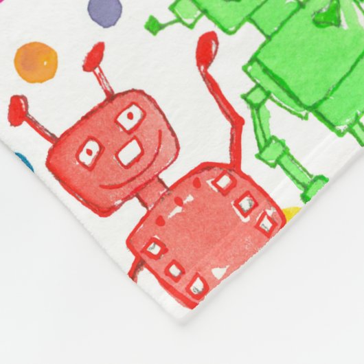 Rainbow Robots Polka Dots Fleecedecke (Ecke)