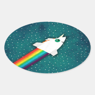Rainbow Rocket Ovaler Aufkleber