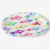 Rainbow Rocket Ship Weltraum Geburtstagsparty Pappteller (Schrägansicht)