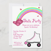 Rainbow Roller Skate Geburtstag Einladung (Vorderseite)