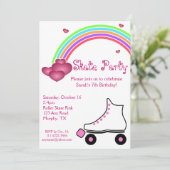 Rainbow Roller Skate Geburtstag Einladung (Stehend Vorderseite)