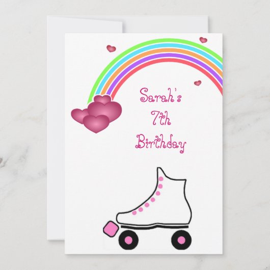 Rainbow Roller Skate Geburtstag Einladung (Rückseite)