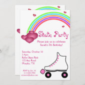 Rainbow Roller Skate Geburtstag Einladung (Vorne/Hinten)