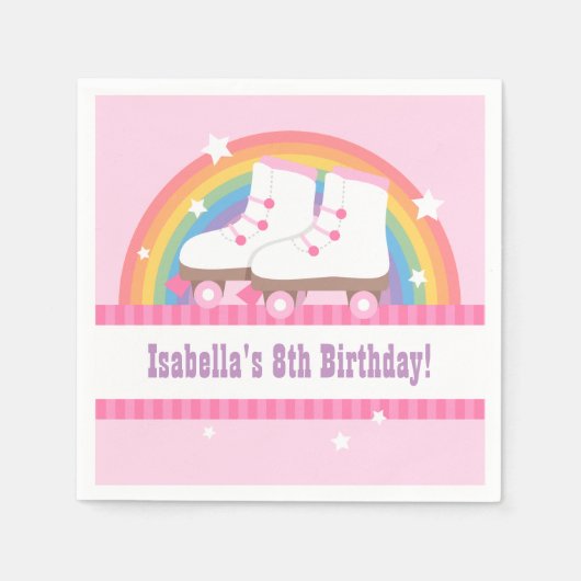 Rainbow Roller Skaten Birthday Party Supplies Serviette (Vorderseite)