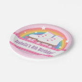 Rainbow Roller Skating Birthday Party Supplies Pappteller (Schrägansicht)