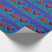 Rainbow Rooster & Hens, Electric Blue Geschenkpapier (Ecke)