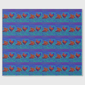 Rainbow Rooster & Hens, Electric Blue Geschenkpapier (Flach)